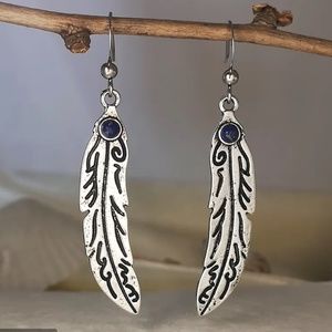 Boho Silver Feather Earrings